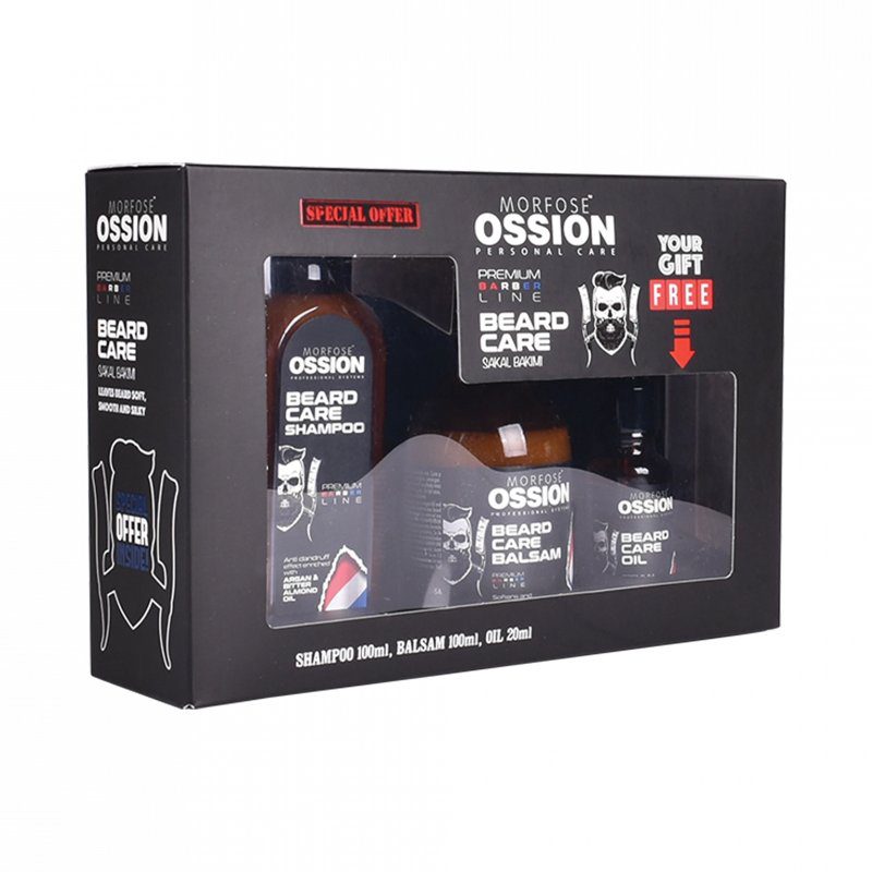 morfose-ossion-beard-care-3er-set-shampoobalsamoil Morfose Ossion Beard Care 3Er Set (Shampoo+Balsam+Oil) – Bild 1