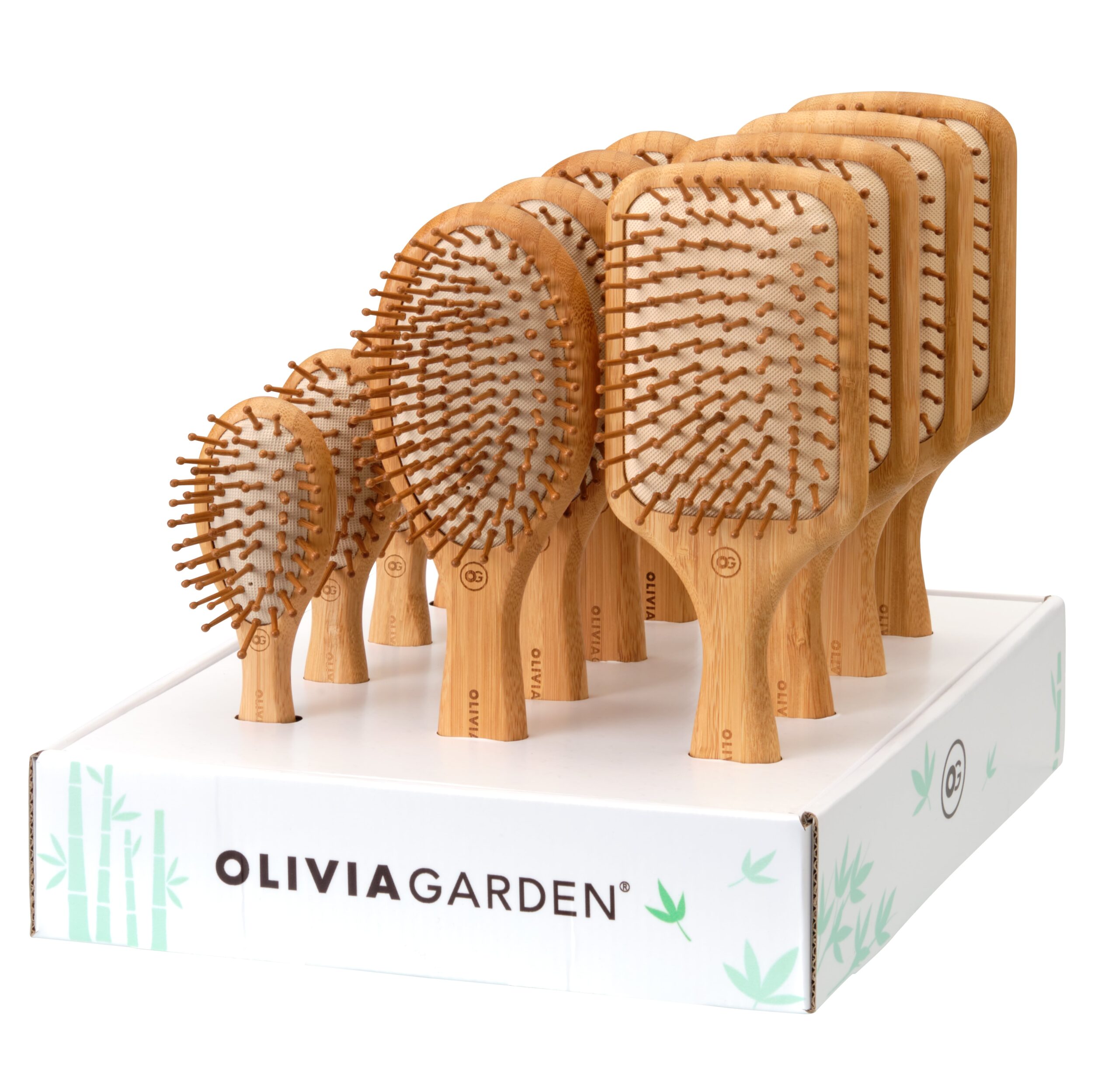 B 2405front45l Olivia Garden Bamboo Touch Massagebürsten, 12er Display