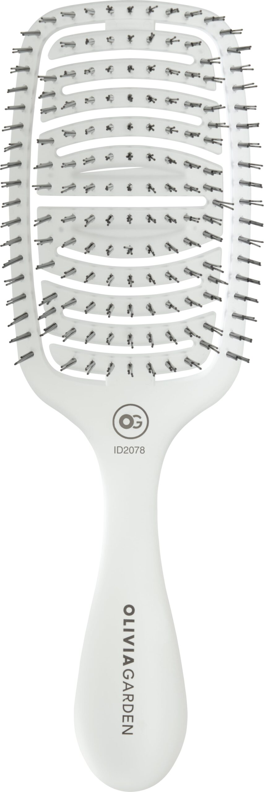 B 2480front Olivia Garden ESSENTIAL CARE FLEX Fine Hair Bristles Ice White